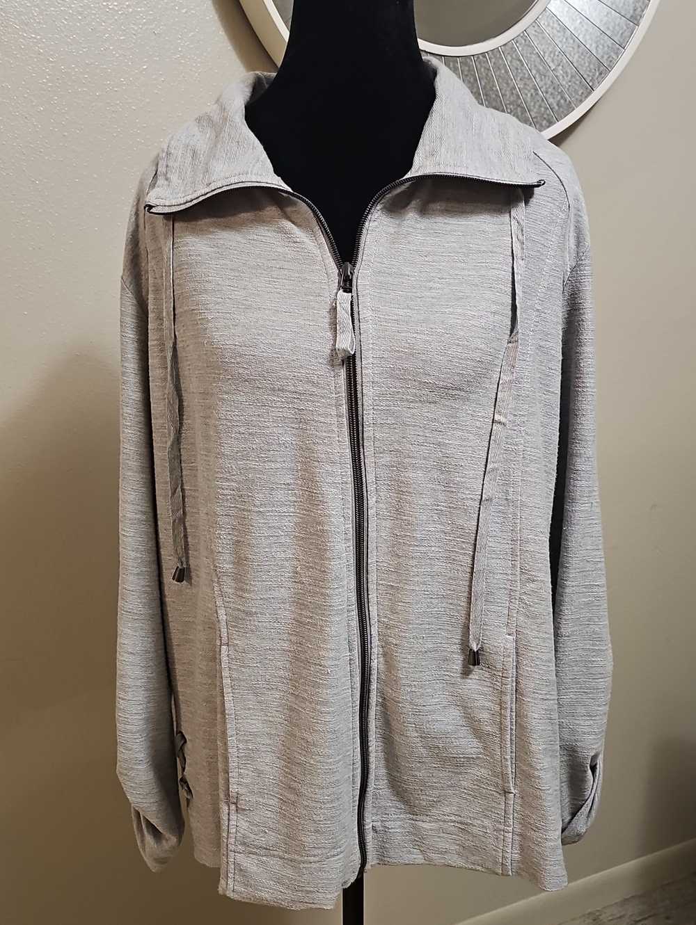 Coral Bay Light Heather Gray Women's Zip-Front Bomber Jacket